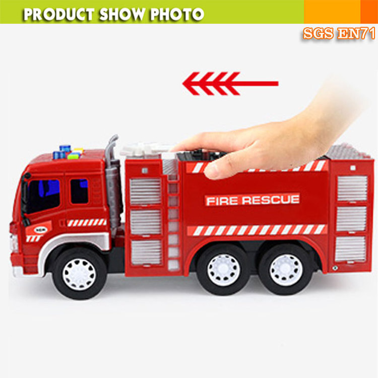 Children educational 1:16 model scale mini friction car toy new fire truck with light