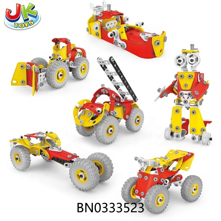 6 IN 1 building blocks kit 196PCS DIY car robot boat self assembled stem toys for kids