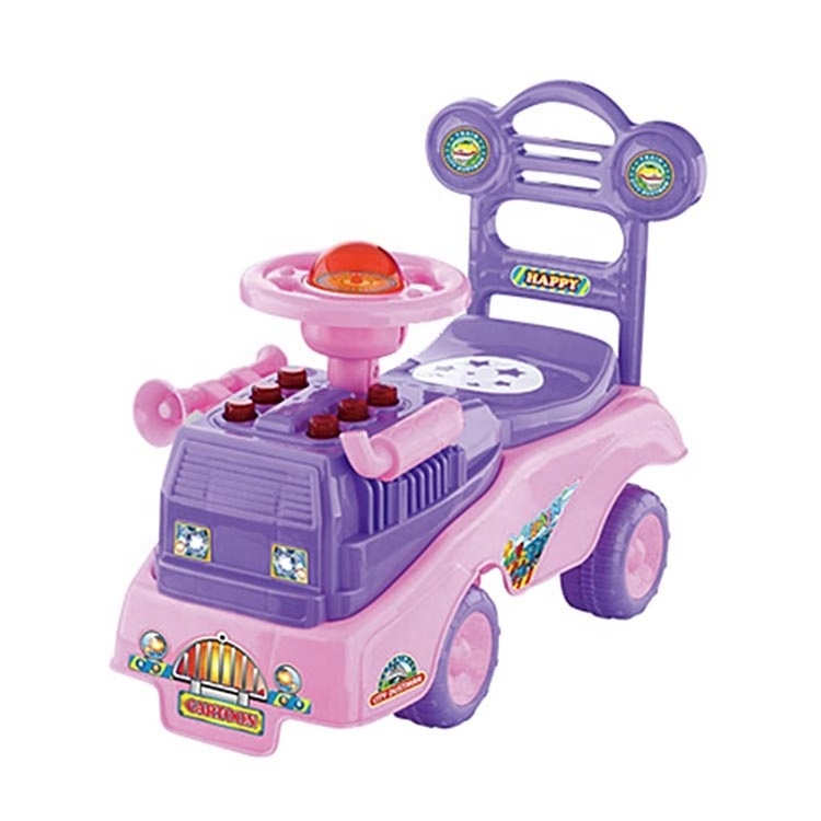 Plastic baby ride on car pink with light music indoor&outdoor toys children for girls OEM/ODM