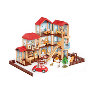 New Big DIY Toy Play House Girl Doll Furniture Doll House Best Gift Kids Girls Toys