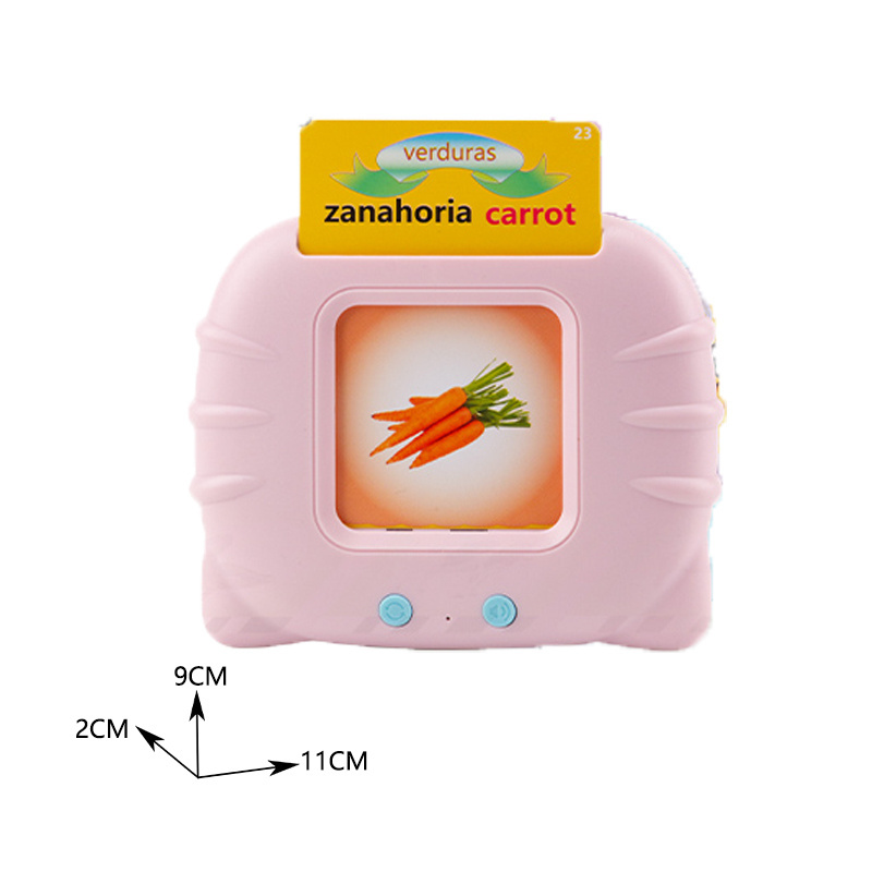 Spanish English 2 Languages Learning Toy Talking Flash Cards 224 Words Small Educational Learning Machine Toys Children