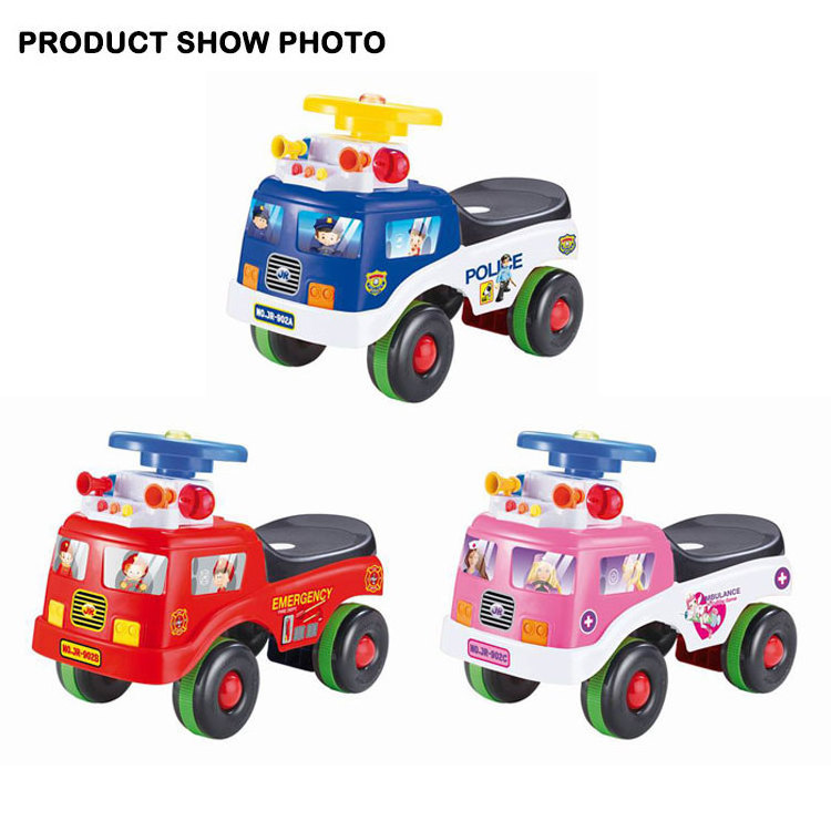 JK TOYS Kid Ride On Car Fire Engine Truck With Music And Policelight