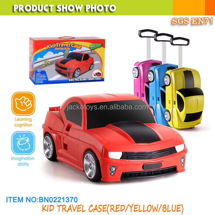 Kids plastic travel case car design luggage new suitcase