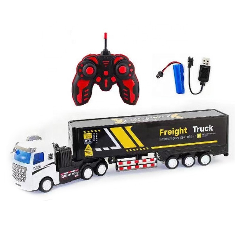 Top hot selling 1:32 4CH rc container truck model with light plastic remote control truck car rc toys 2024