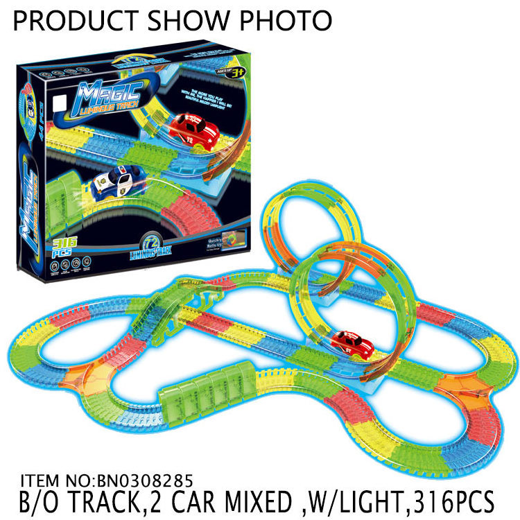 Magic Slot Toy Car Glowing Tracks 316 PCS Track Racing Car Toy For Kids