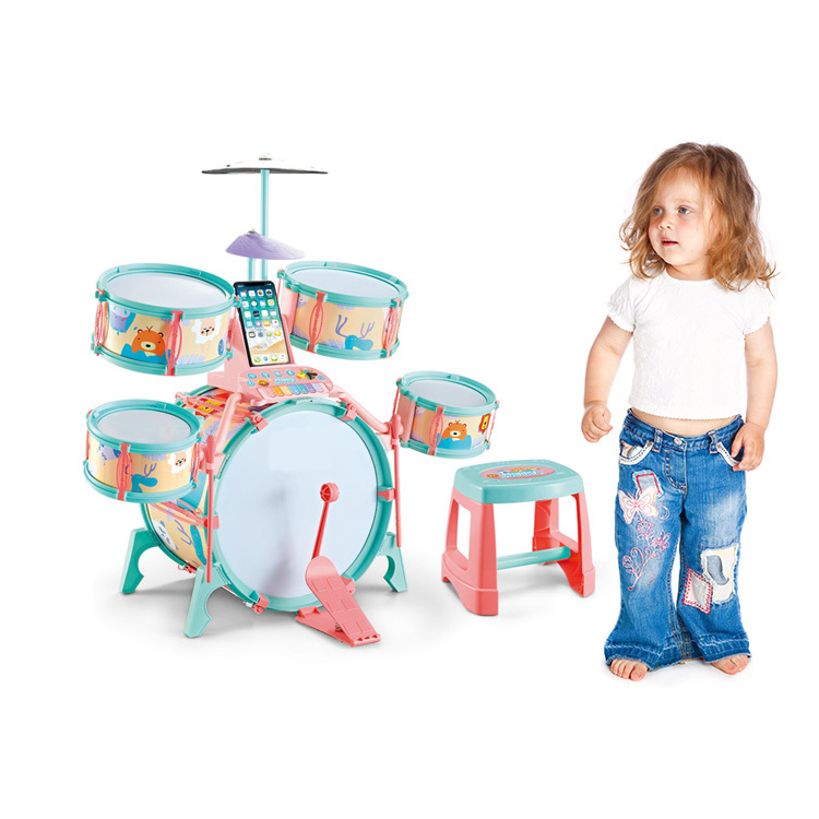 Electronic Drum Set Educational Musical Instrument Toys Plastic Toys Children Performer Jazz Drum Set With Cards