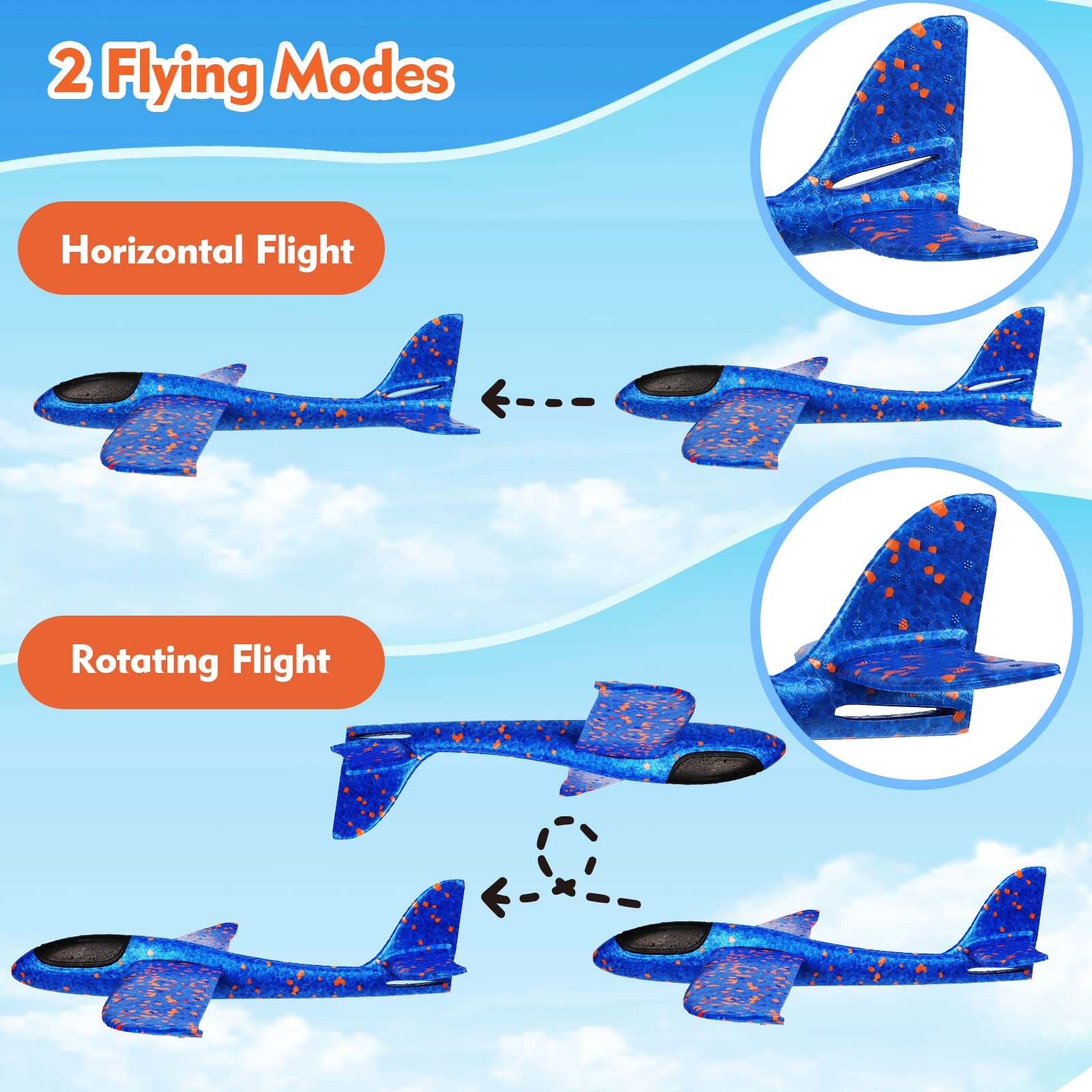 Foam Glider Airplane 49cm Mini Throwing Plane Flying Sports Games Foam Throwing Plane Airplane Toys