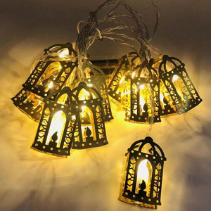 Islamic Gold Star Crescent Moon Lantern Ramadan Garland Decoration Home Happy Ramadan Mubarak Party Decor Solar Light