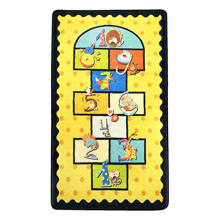 Hopscotch Play Mat Soft Educational Area Rug Children Game Rugs for Nursery, Bedroom, Play Room