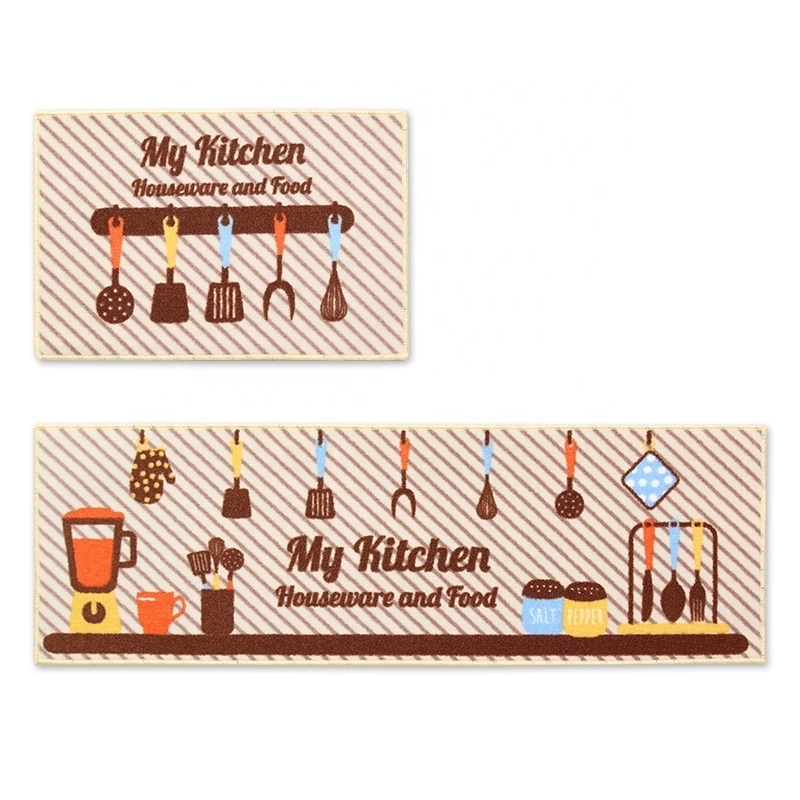 Most popular anti-slip 3mm-16mm pile hight printed kitchen mat