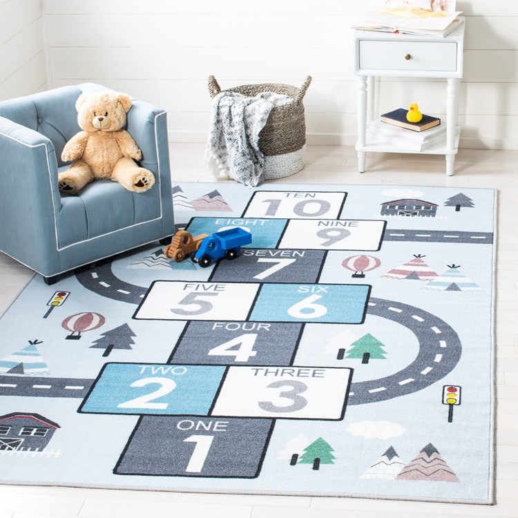 Hopscotch Play Mat Soft Educational Area Rug Children Game Rugs for Nursery, Bedroom, Play Room