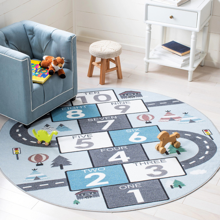 Hopscotch Play Mat Soft Educational Area Rug Children Game Rugs for Nursery, Bedroom, Play Room