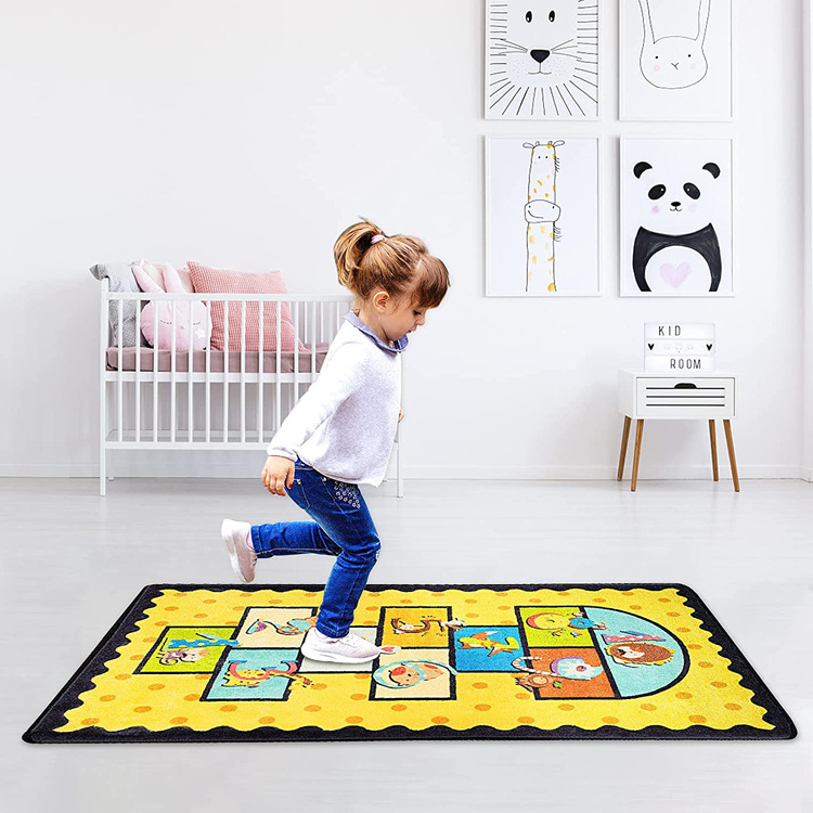 Hopscotch Play Mat Soft Educational Area Rug Children Game Rugs for Nursery, Bedroom, Play Room