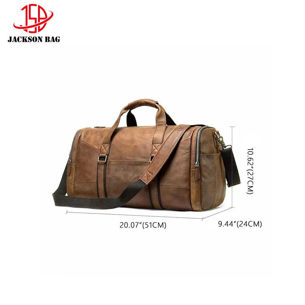 Leather Duffle Weekender Travel Bag for Men with Full Grain Cowhide Vacation Trip Business Bag Gym Sports Carry on Bag Customize