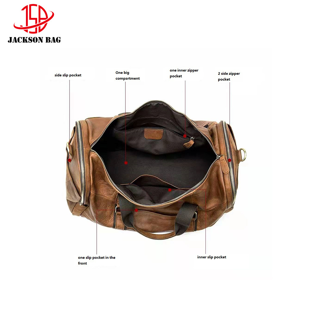 Leather Duffle Weekender Travel Bag for Men with Full Grain Cowhide Vacation Trip Business Bag Gym Sports Carry on Bag Customize