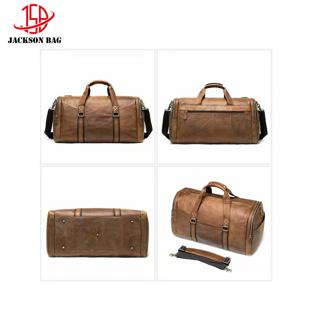 Leather Duffle Weekender Travel Bag for Men with Full Grain Cowhide Vacation Trip Business Bag Gym Sports Carry on Bag Customize