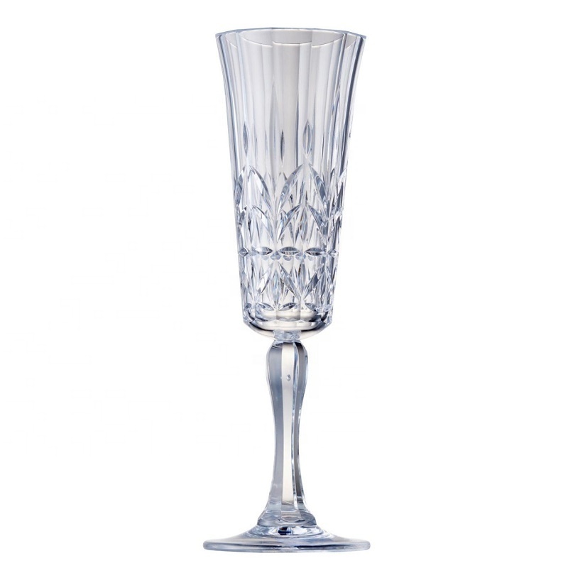 6 oz Diamond cut plastic champagne flute glasses