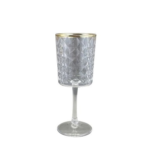 Gold rimmed acrylic plastic water goblet