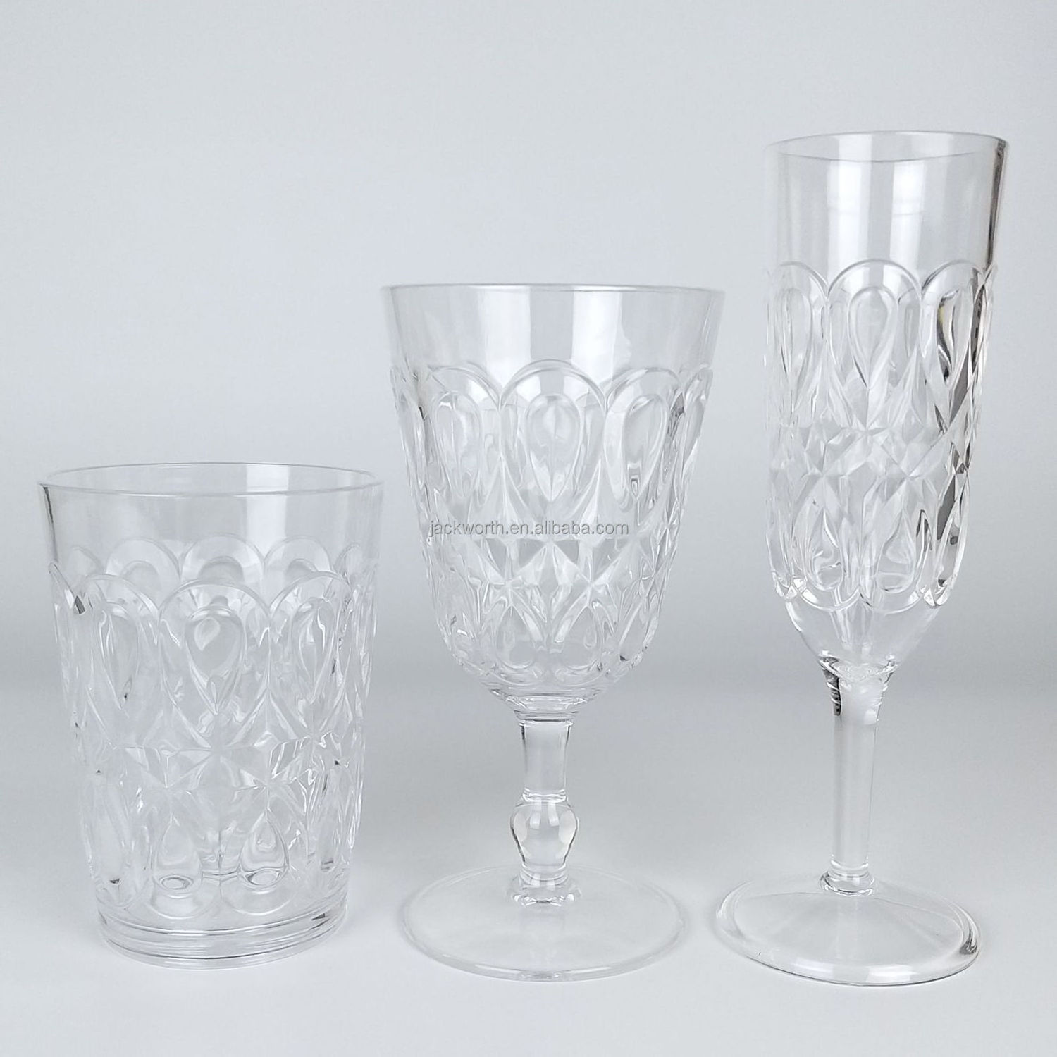 Swirly Embossed plastic champagne flute glasses