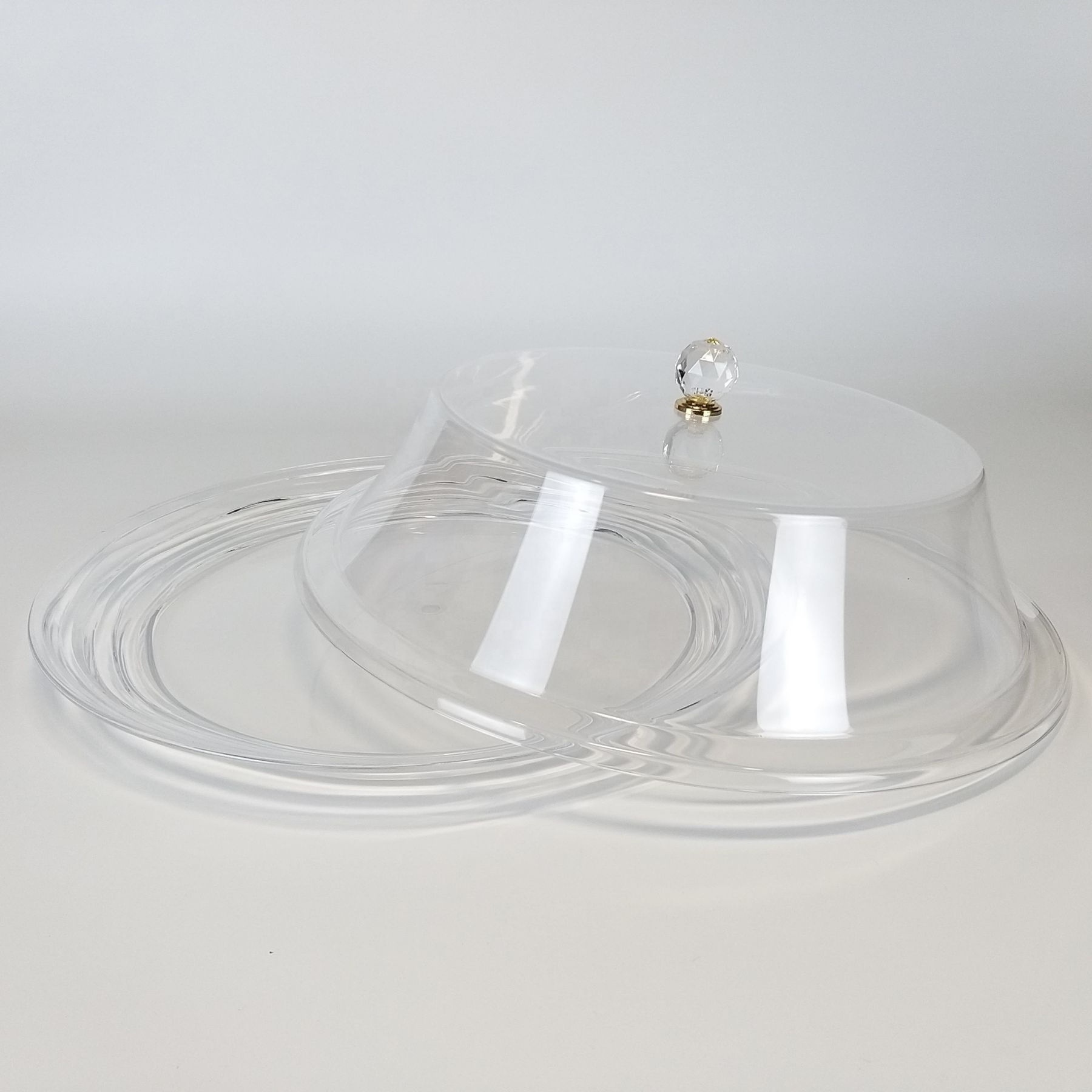 Acrylic clear round serving tray with cover