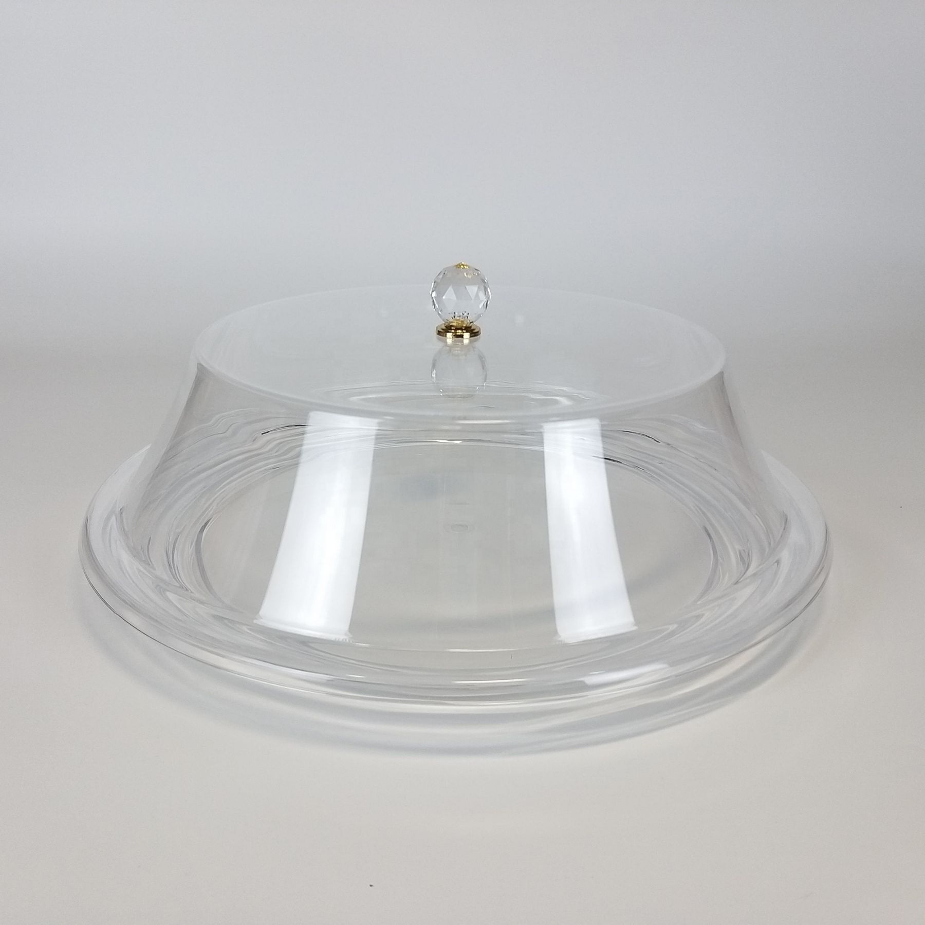 Acrylic clear round serving tray with cover