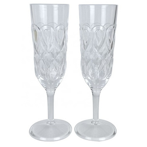 Swirly Embossed plastic champagne flute glasses