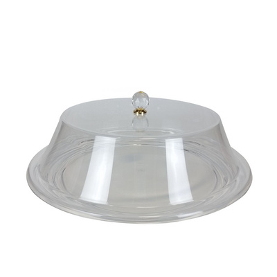 Acrylic clear round serving tray with cover