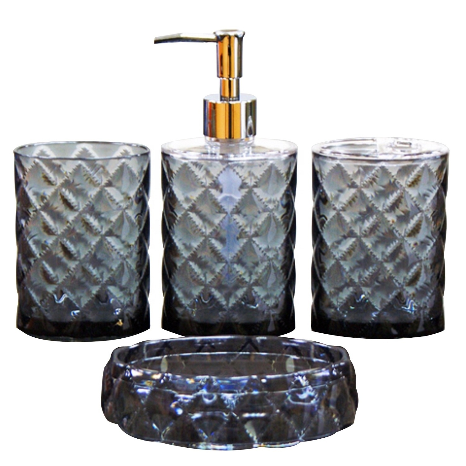 Decorative 4 pcs Acrylic Bathroom Accessories Set