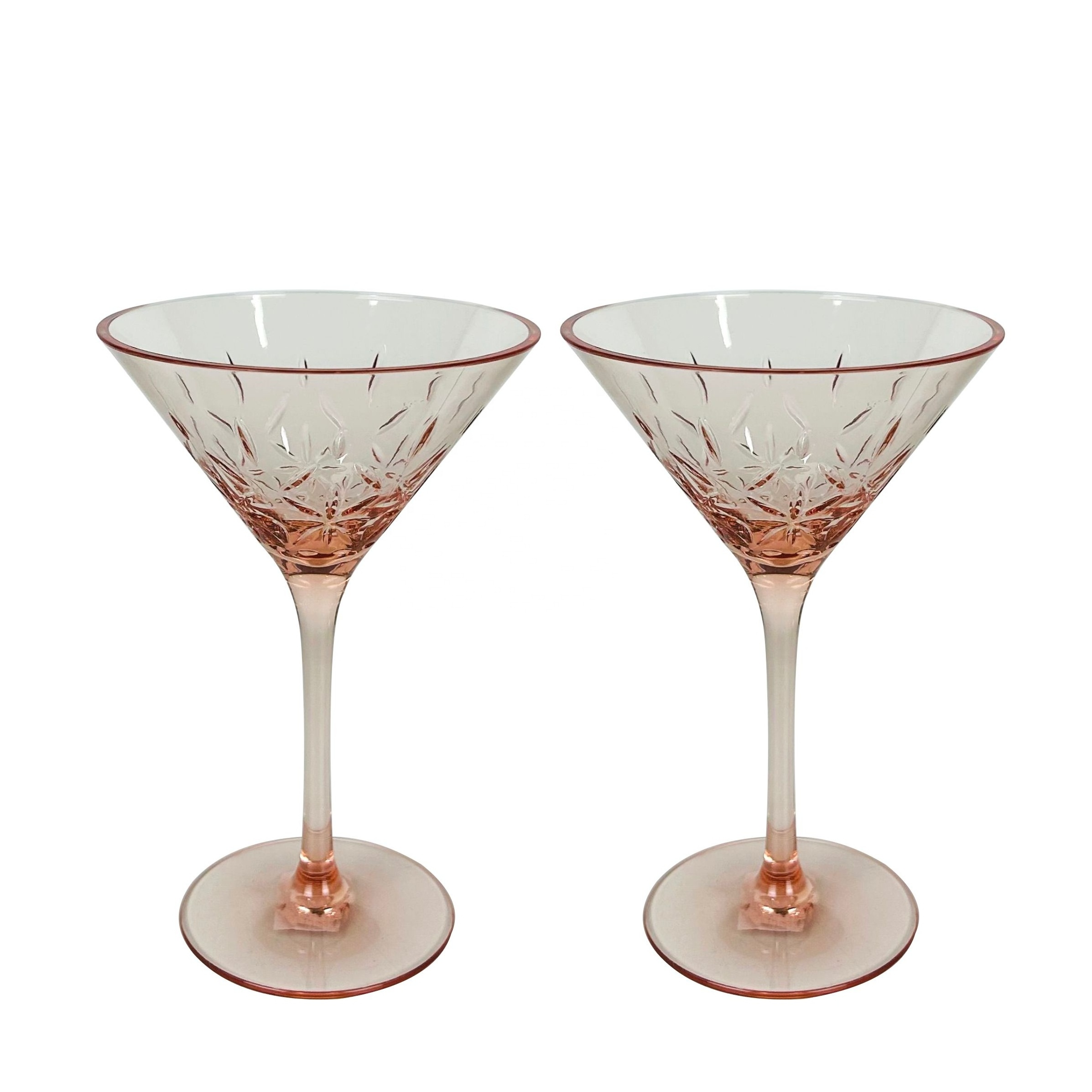 Decorative reusable acrylic martini glass