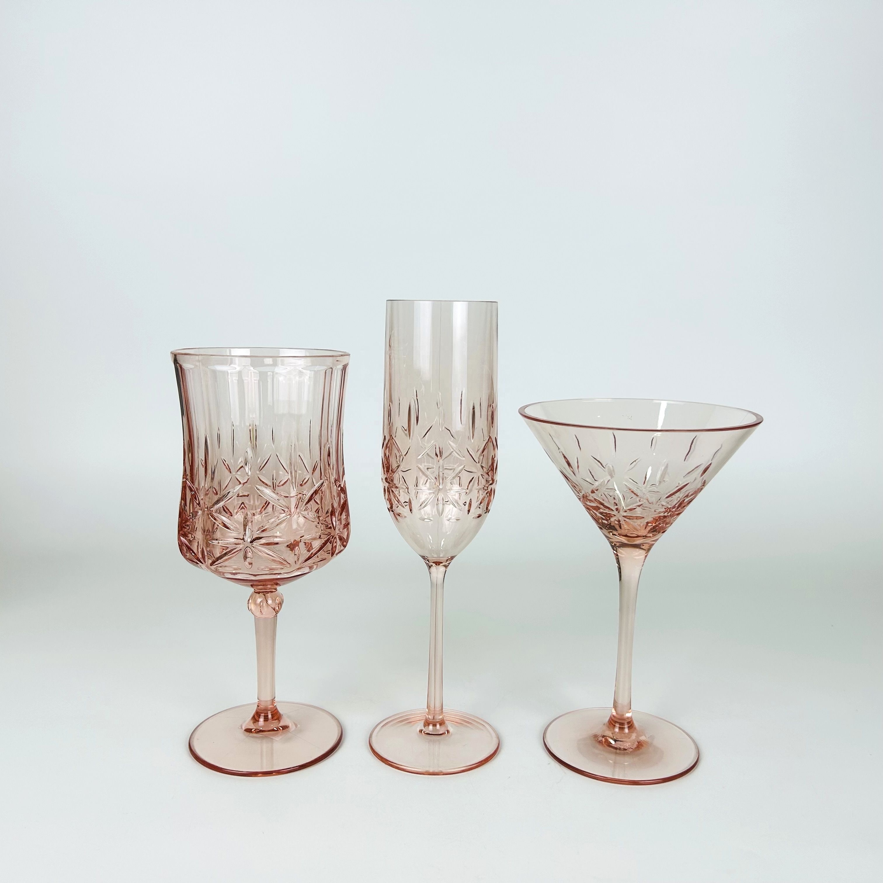 Decorative reusable acrylic martini glass