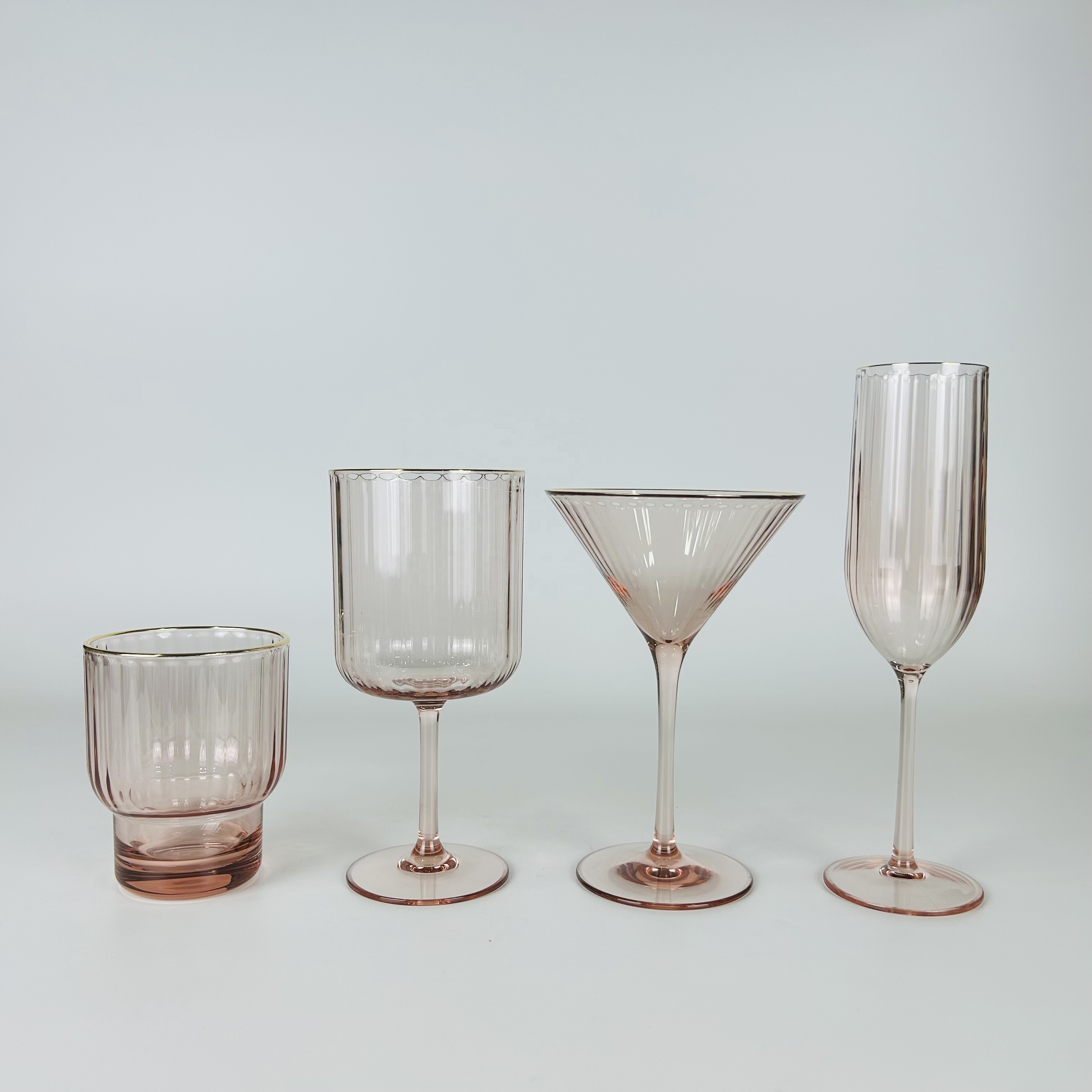 Decorative ribbed acrylic champagne glass