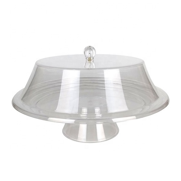 Acrylic clear round serving tray with cover