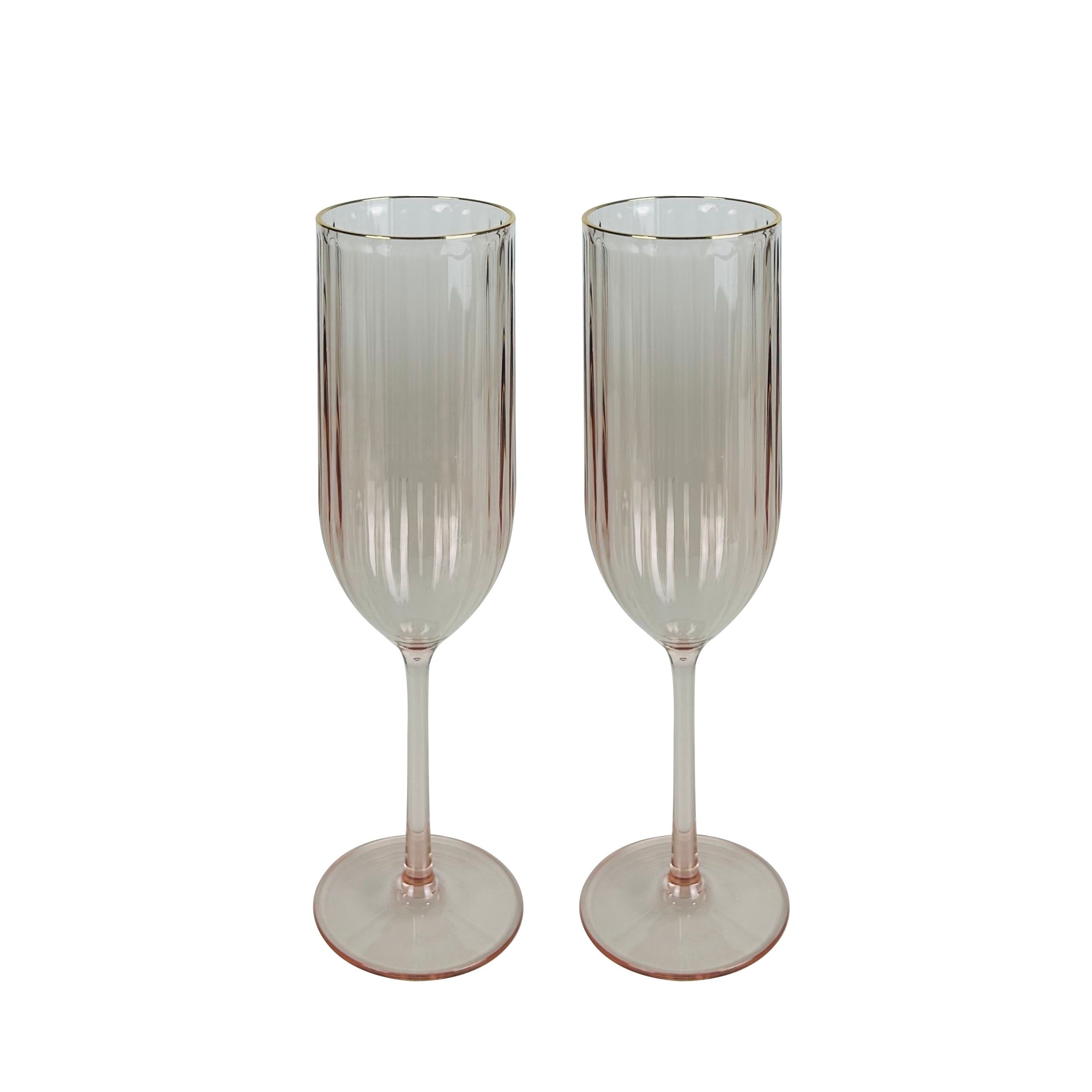 Decorative ribbed acrylic champagne glass