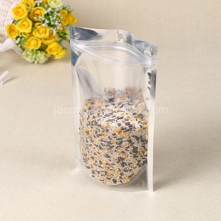 Good quality silver zip lock aluminium foil bag laminated dried food bag zipper lock stand up pouches bags