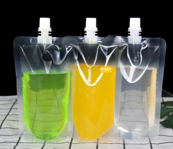 China Wholesale Plastic Packaging Bag For Juice Soft Drink And Fruit Fuice Stand Up Spout Pouch Alcohol Liquid Packaging