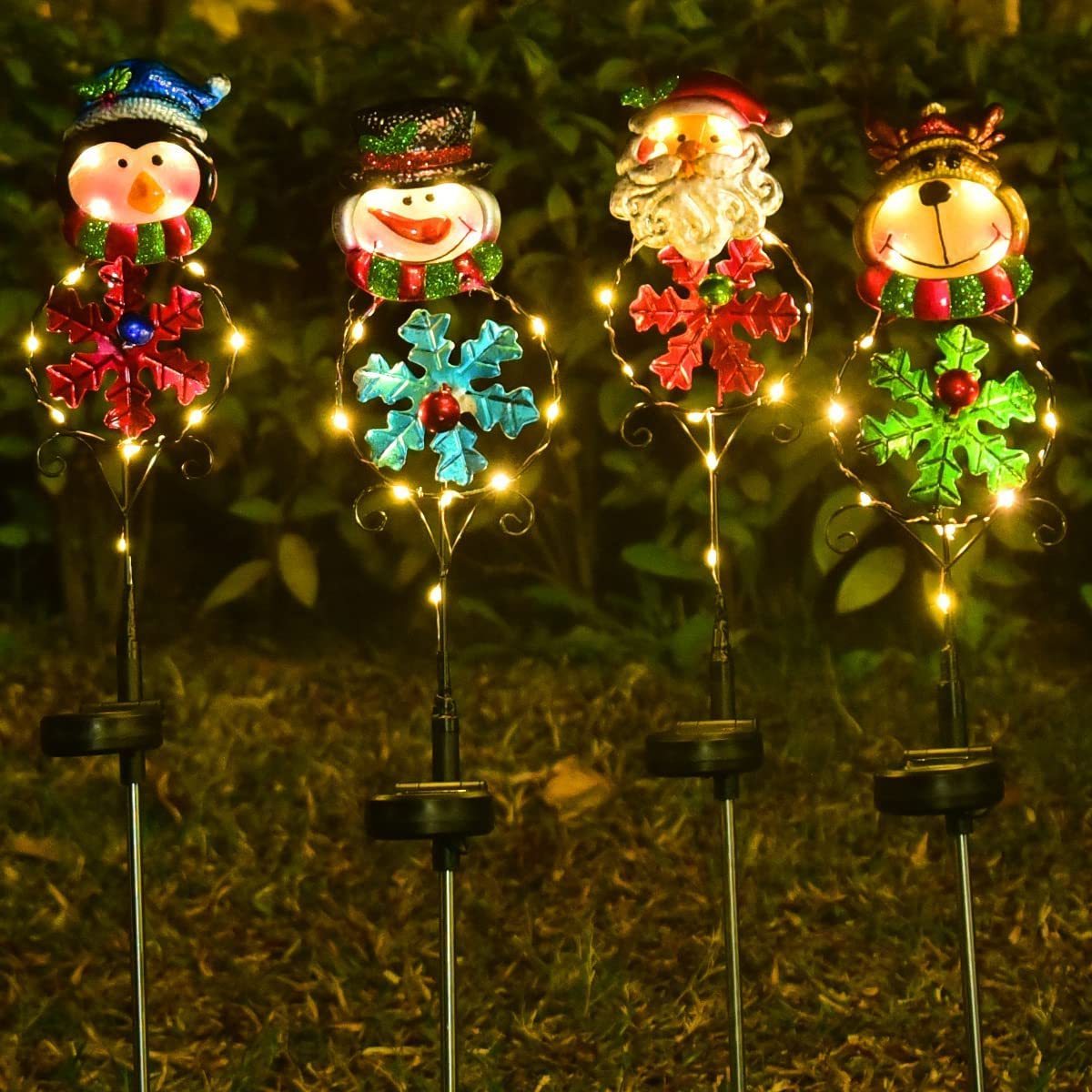 Christmas Solar Stake Lights Outdoor Decoration Xmas Ornaments for Garden Yard Driveway Pathway Patio Lawn Cemetery Grave Decor