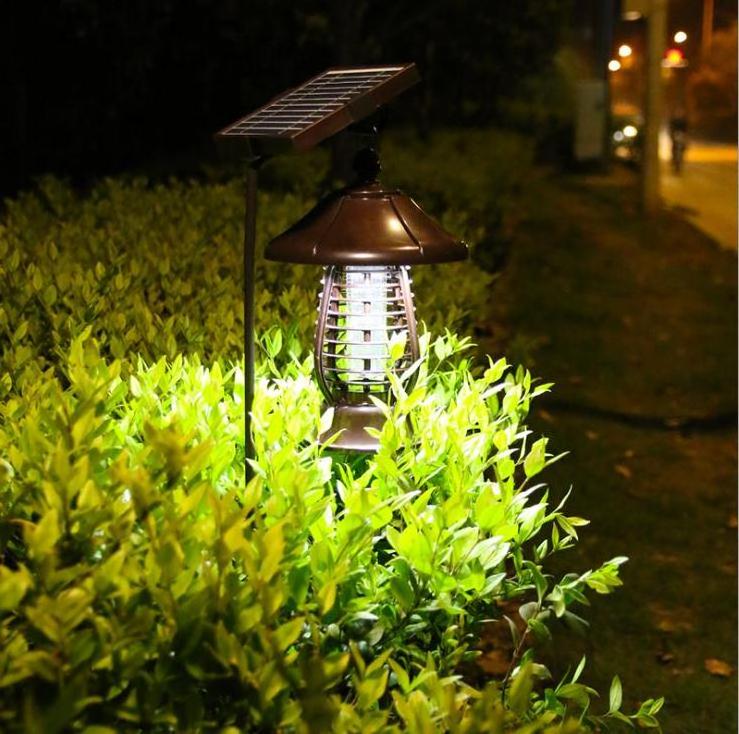 2-in-1 Solar mosquito repellent Insect Killer Zapper LED Light Fly Bug Trap Lamp Outdoor Camping mosquito killer lamp