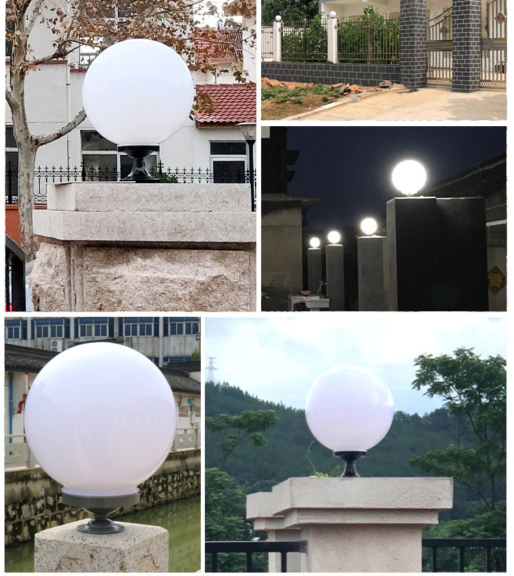 200 250 300MM White Acrylic Outdoor Globe Light Ball shape House lightings E27 base Post lights Pillar Gate Lamp