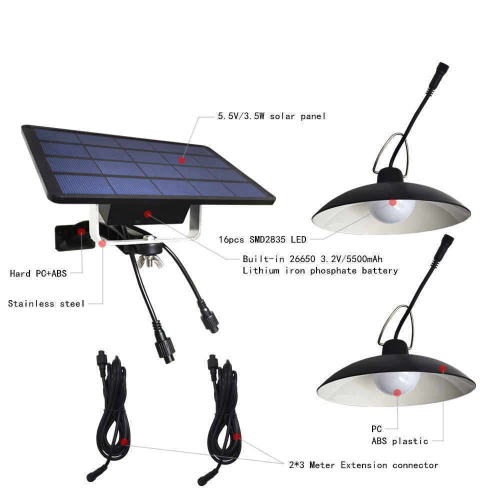 2W Upgraded Double Head Solar Pendant Light Solar Powered Shed Lamp Lights Outdoor Indoor solar hanging light for Camping Home