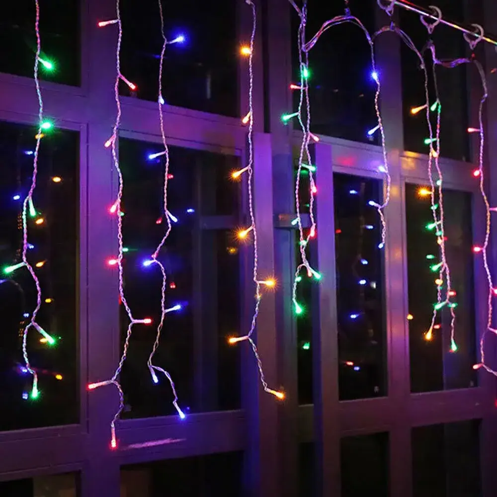 6LED Curtain Icicle String Lights Droop solar Christmas light Garland Garden Street Outdoor Decoration Holiday Light