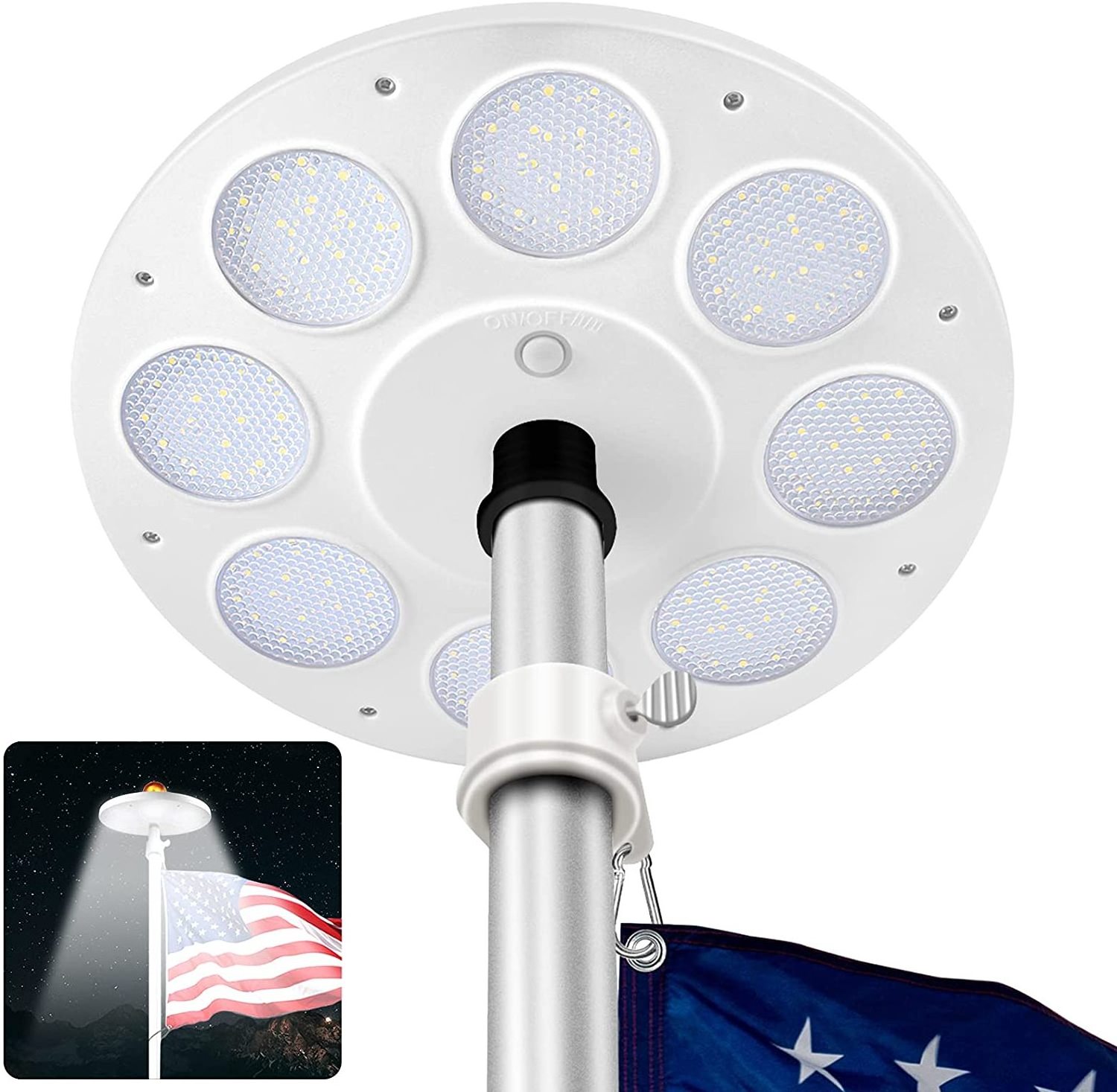 136 LEDs Solar Flagpole Light Solar Powered Outdoor Garden Portable Tent Camping LED Lantern Hanging  Solar Flag Pole Light