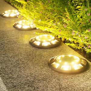 Solar Ground Light 16 LED Lights Upgraded Outdoor Disk Lights Powered Waterproof Bright In-Ground Wall Pathway Stair Lamp