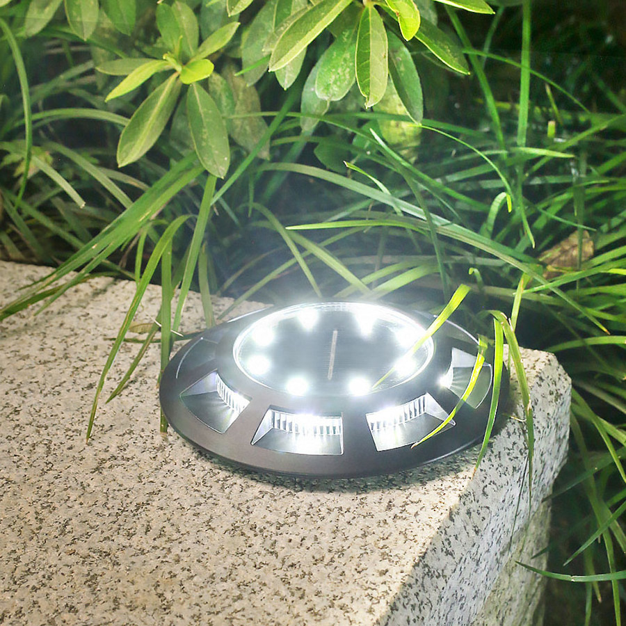 Solar Ground Light 16 LED Lights Upgraded Outdoor Disk Lights Powered Waterproof Bright In-Ground Wall Pathway Stair Lamp