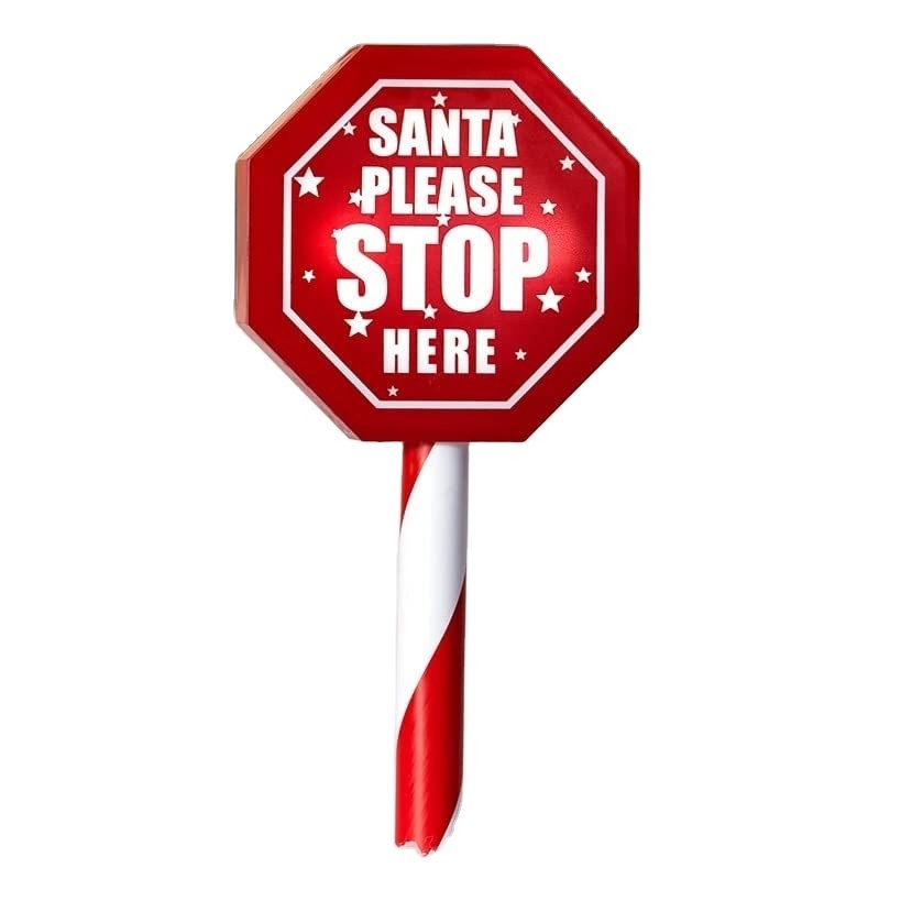 Solar Lighted Sign Santa Stop Here Yard Stake for Outdoor solar garden light Halloween Christmas stanta for Festival holiday