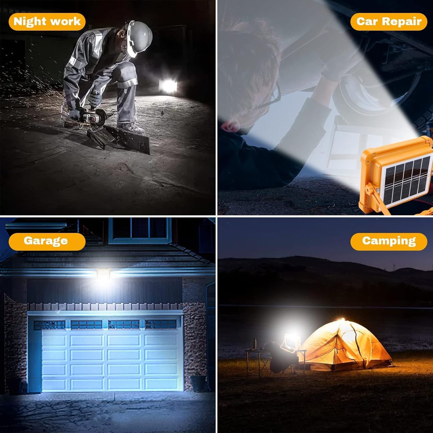 Construction Spotlight with LED Battery Portable Work Spotlight Battery with 336 LED Beads 4 Modes 200 W LED Floodlight