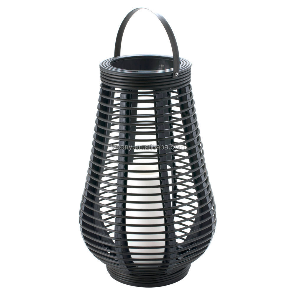 Outdoor table candle lantern for garden yard patio Waterproof Solar Rattan Teardrop Candle Lantern