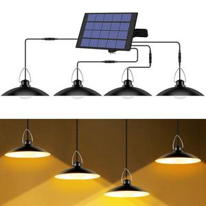 2W Upgraded Double Head Solar Pendant Light Solar Powered Shed Lamp Lights Outdoor Indoor solar hanging light for Camping Home