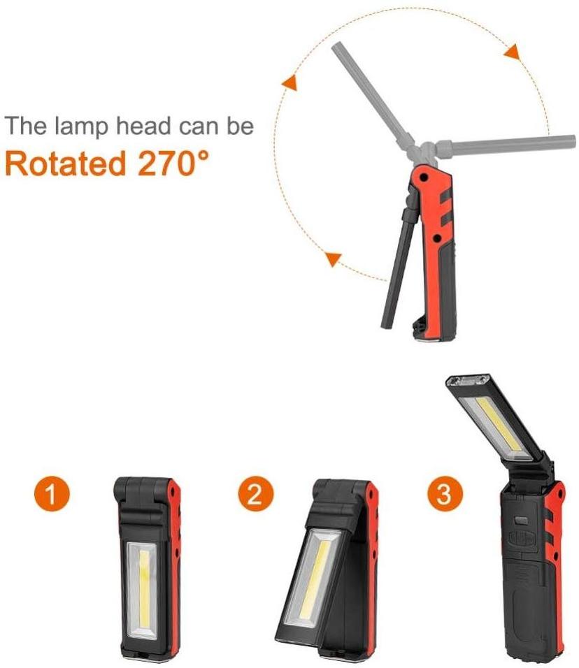 5W USB Rechargeable Work Light with Magnetic Base&Hanging Hook,COB Super Bright Adjustable LED Work Light