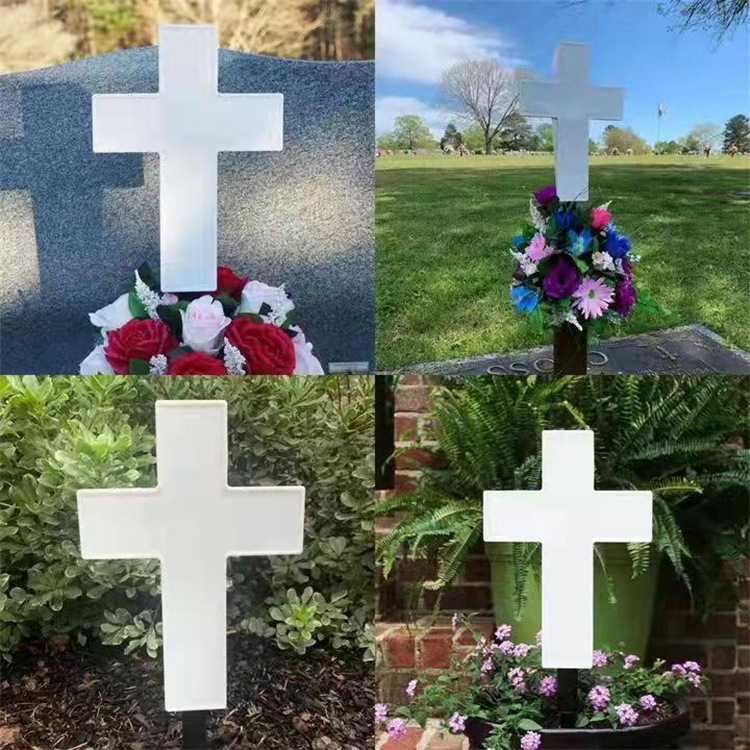 White Solar Powered LED Cross Light, Solar Lights for Garden, Yard, Pathway, Patio, Cemetery Grave solar Lights Decorations