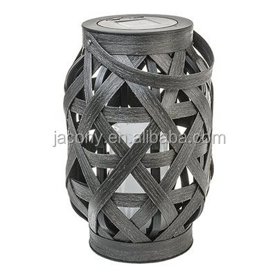 Solar powered LED Bamboo Lantern Table desk candle light outdoor hanging solar rattan lightings lantern solar led lantern